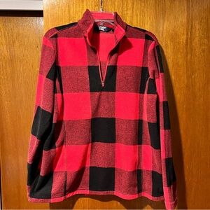 Lands' End Red and Black Buffalo Plaid Fleece